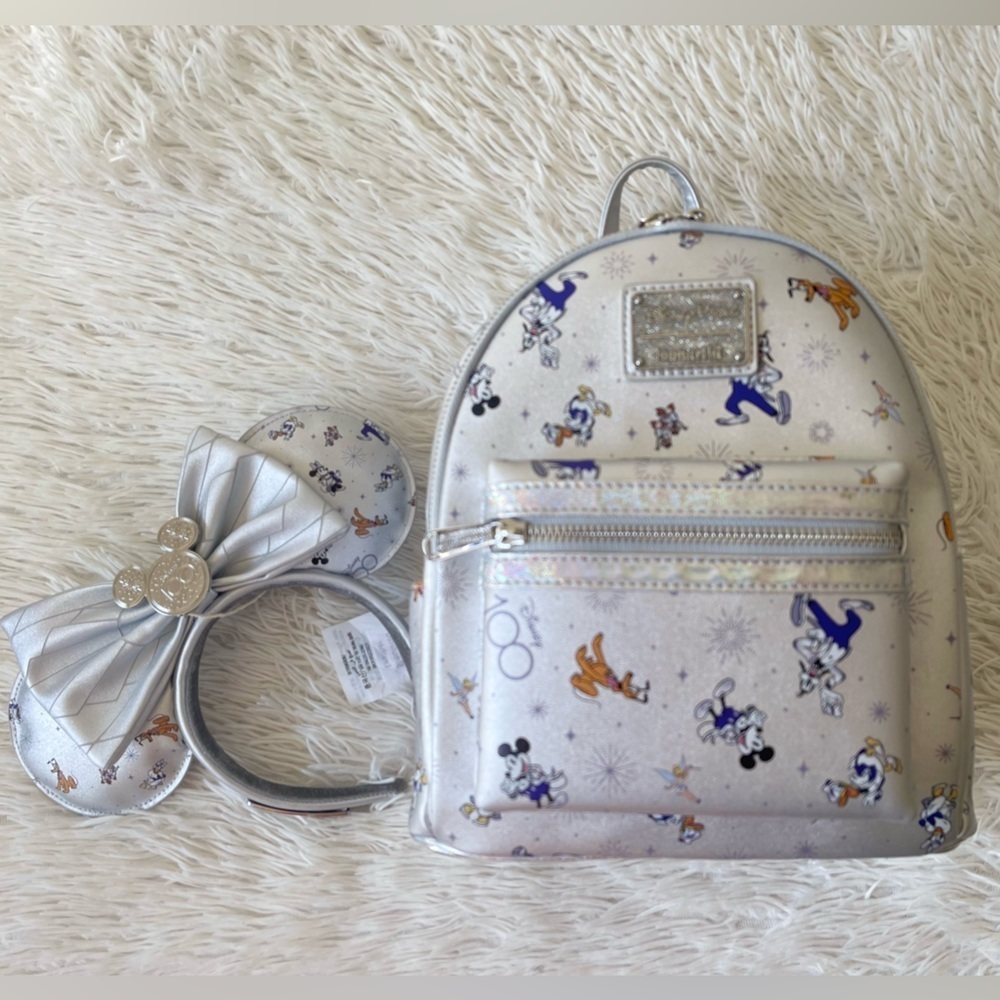 2pc NWT Disney 100 Celebration Mickey & Friends Loungefly Mini Backpack retired - Picture 4 of 12